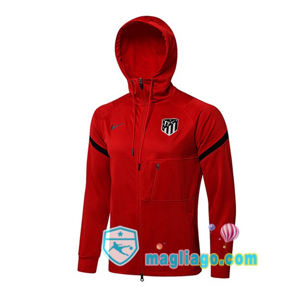 Magliago - Passione Maglie Thai Affidabili Basso Costo Online Shop | Giacca Con Cappuccio Atletico Madrid Rosso 2021/2022