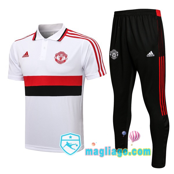 Magliago - Passione Maglie Thai Affidabili Basso Costo Online Shop | Manchester United Polo Maglia Uomo + Pantaloni Bianco 2021/2022