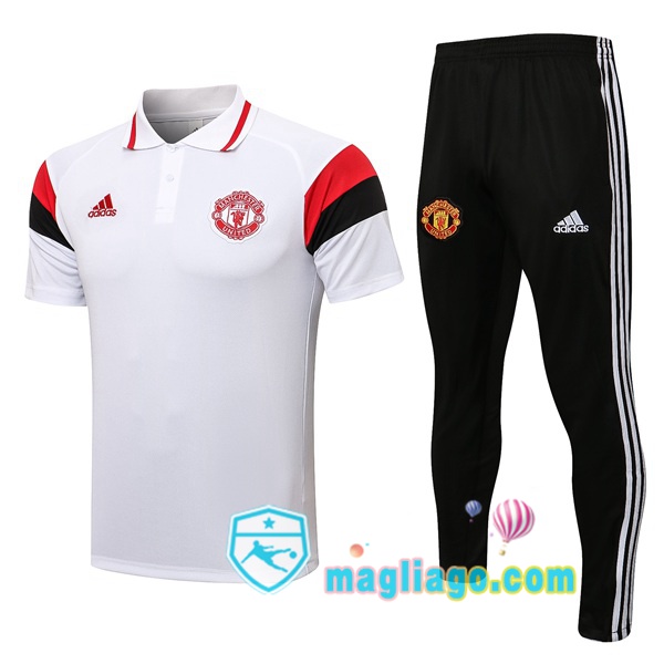 Magliago - Passione Maglie Thai Affidabili Basso Costo Online Shop | Manchester United Polo Maglia Uomo + Pantaloni Bianco 2021/2022