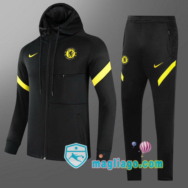 Magliago - Passione Maglie Thai Affidabili Basso Costo Online Shop | Giacca Con Cappuccio FC Chelsea Bambino Nero 2021/2022
