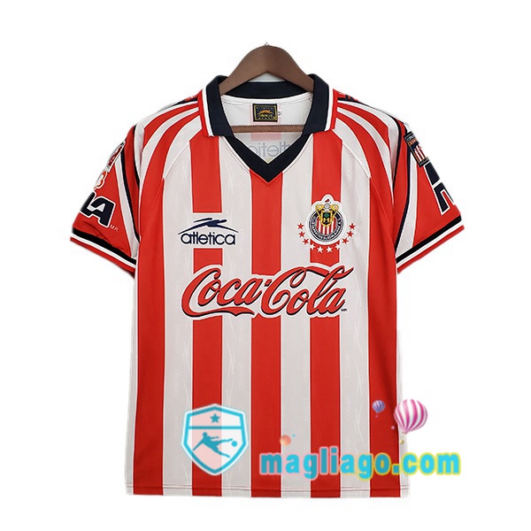 Magliago - Passione Maglie Thai Affidabili Basso Costo Online Shop | 1998-1999 CD Guadalajara Retro Prima Maglia Storica Rosso Bianco