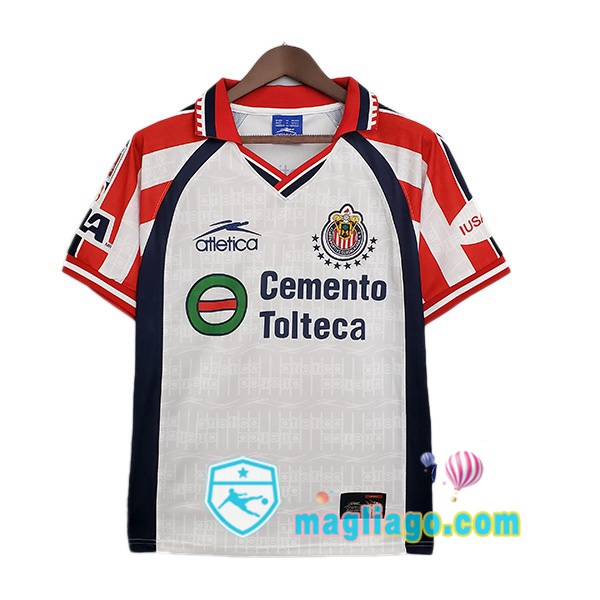Magliago - Passione Maglie Thai Affidabili Basso Costo Online Shop | 1999-2000 CD Guadalajara Retro Seconda Maglia Storica Rosso Bianco