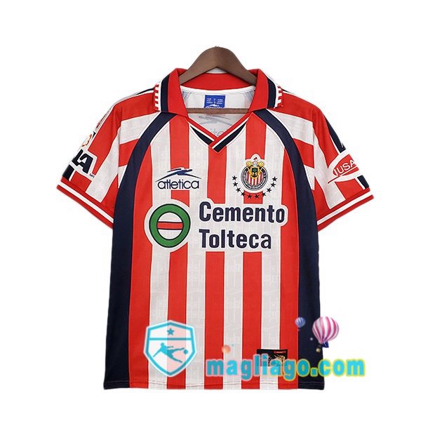 Magliago - Passione Maglie Thai Affidabili Basso Costo Online Shop | 1999-2000 CD Guadalajara Retro Prima Maglia Storica Rosso Bianco