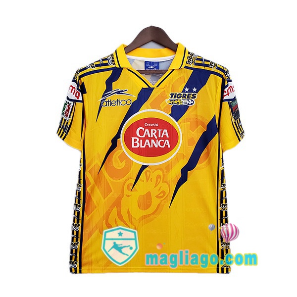 Magliago - Passione Maglie Thai Affidabili Basso Costo Online Shop | 1997-1998 Tigres UANL Retro Prima Maglia Storica Giallo