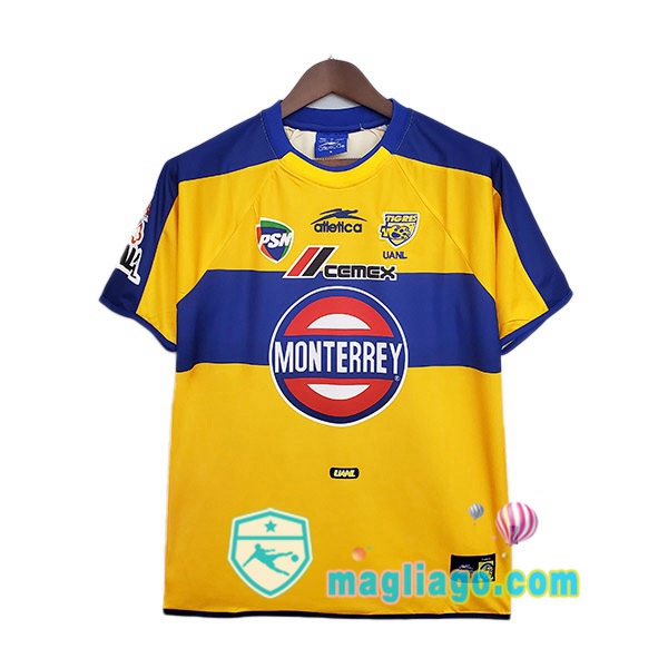 Magliago - Passione Maglie Thai Affidabili Basso Costo Online Shop | 2001-2002 Tigres UANL Retro Prima Maglia Storica Giallo