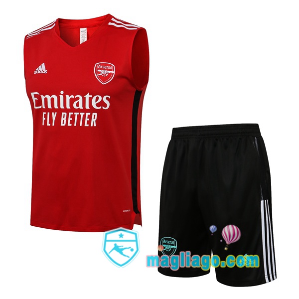 Magliago - Passione Maglie Thai Affidabili Basso Costo Online Shop | Gilet da Calcio Arsenal + Shorts Rosso 2021/2022