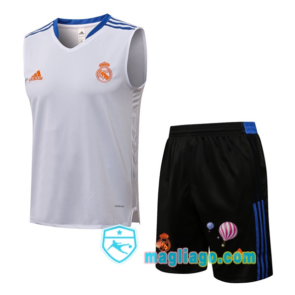 Magliago - Passione Maglie Thai Affidabili Basso Costo Online Shop | Gilet da Calcio Real Madrid + Shorts Bianco 2021/2022