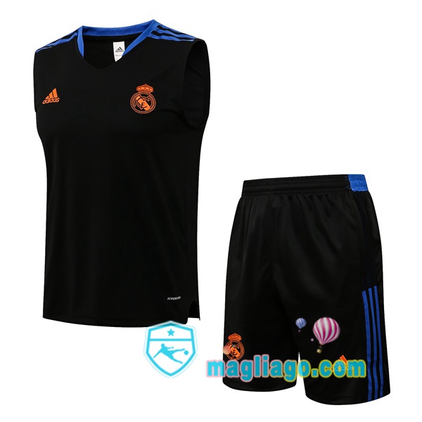 Magliago - Passione Maglie Thai Affidabili Basso Costo Online Shop | Gilet da Calcio Real Madrid + Shorts Nero 2021/2022