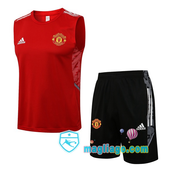 Magliago - Passione Maglie Thai Affidabili Basso Costo Online Shop | Gilet da Calcio Manchester United + Shorts Rosso 2021/2022