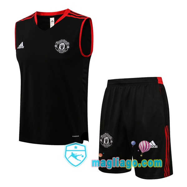 Magliago - Passione Maglie Thai Affidabili Basso Costo Online Shop | Gilet da Calcio Manchester United + Shorts Nero 2021/2022