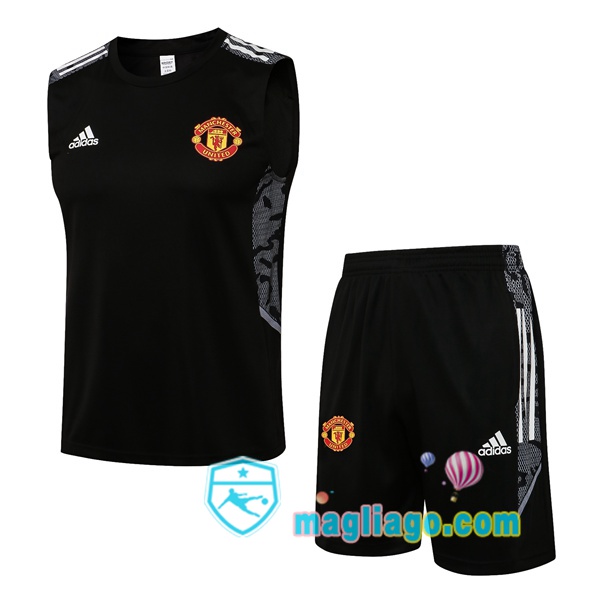 Magliago - Passione Maglie Thai Affidabili Basso Costo Online Shop | Gilet da Calcio Manchester United + Shorts Nero 2021/2022