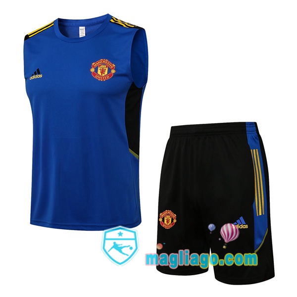 Magliago - Passione Maglie Thai Affidabili Basso Costo Online Shop | Gilet da Calcio Manchester United + Shorts Blu 2021/2022