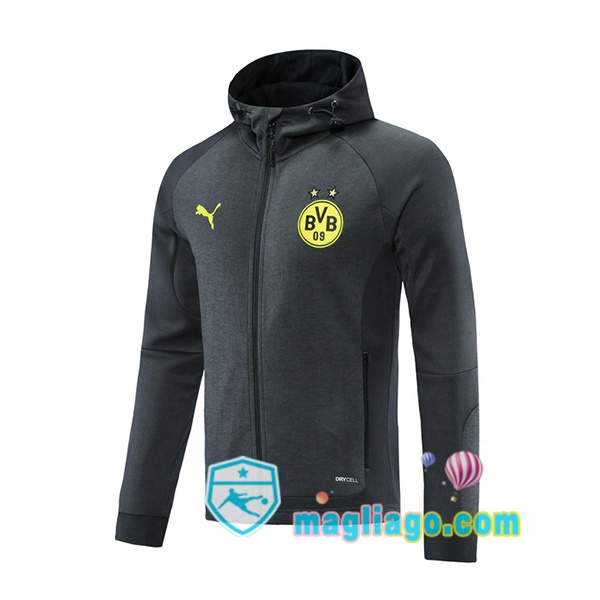 Magliago - Passione Maglie Thai Affidabili Basso Costo Online Shop | Felpa Con Cappuccio Dortmund BVB Nero Grigio 2021/2022