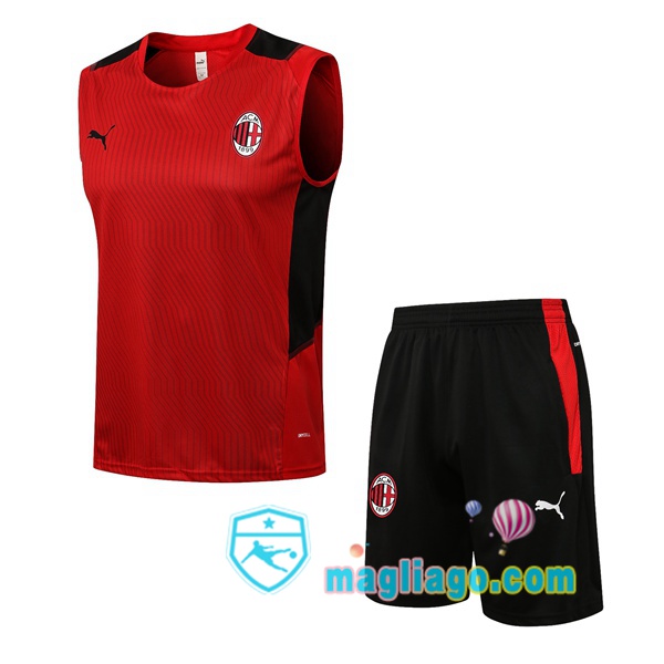 Magliago - Passione Maglie Thai Affidabili Basso Costo Online Shop | Gilet da Calcio AC Milan + Shorts Rosso 2021/2022
