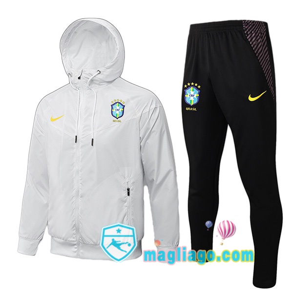 Magliago - Passione Maglie Thai Affidabili Basso Costo Online Shop | Giacca Con Cappuccio Brasile Bianco 2021/2022
