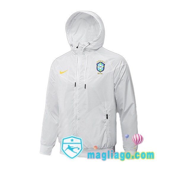 Magliago - Passione Maglie Thai Affidabili Basso Costo Online Shop | Giacca Con Cappuccio Brasile Bianco 2021/2022