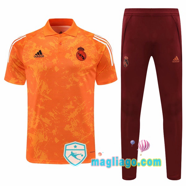 Magliago - Passione Maglie Thai Affidabili Basso Costo Online Shop | Real Madrid Polo Maglia Uomo + Pantaloni Arancione 2020/2021