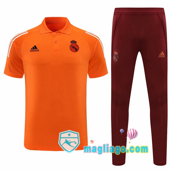 Magliago - Passione Maglie Thai Affidabili Basso Costo Online Shop | Real Madrid Polo Maglia Uomo + Pantaloni Arancione 2020/2021