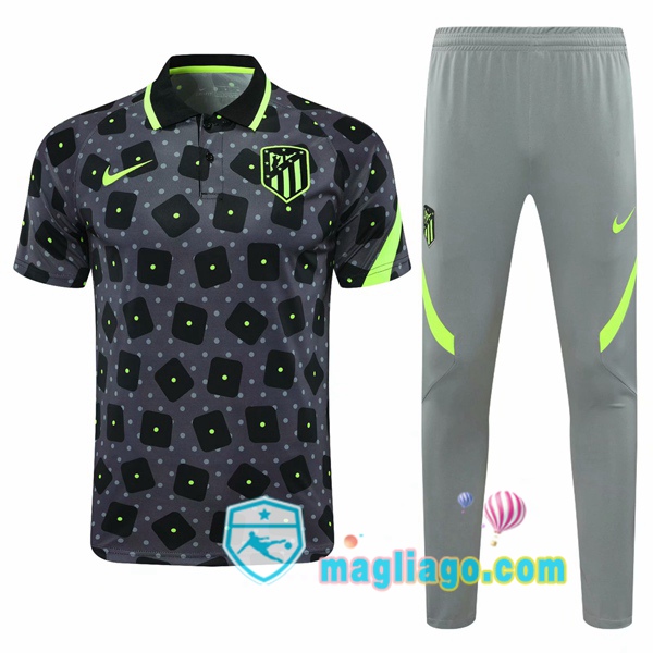 Magliago - Passione Maglie Thai Affidabili Basso Costo Online Shop | Atletico Madrid Polo Maglia Uomo + Pantaloni Grigio Nero 2020/2021