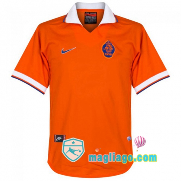 Magliago - Passione Maglie Thai Affidabili Basso Costo Online Shop | 1997-1998 Paesi Bassi Prima Retro Maglia Storica Arancione