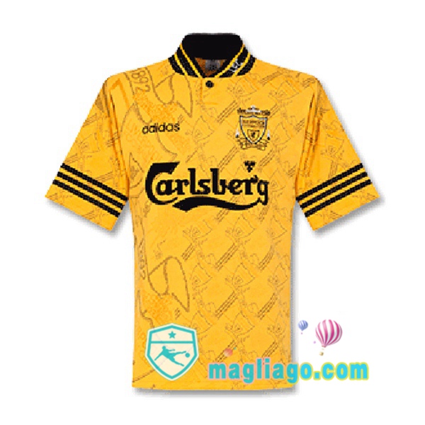 Magliago - Passione Maglie Thai Affidabili Basso Costo Online Shop | 1995-1996 FC Liverpool Terza Seconda Retro Maglia Storica Giallo