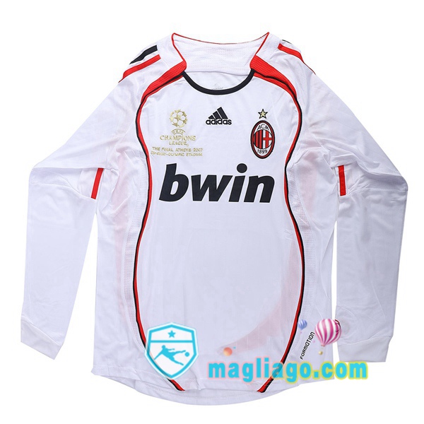 Magliago - Passione Maglie Thai Affidabili Basso Costo Online Shop | 2006-2007 AC Milan Seconda Retro Maglia Storica Maniche Lunghe Bianco
