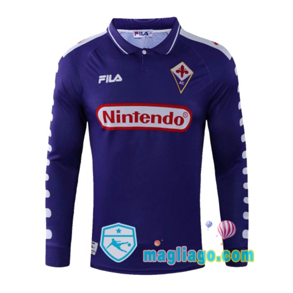 Magliago - Passione Maglie Thai Affidabili Basso Costo Online Shop | 1998-1999 ACF Fiorentina Prima Purple Retro Maglia Storica Maniche Lunghe Porpora