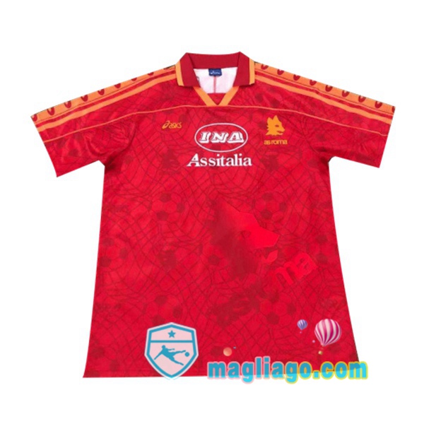 Magliago - Passione Maglie Thai Affidabili Basso Costo Online Shop | 1995-1996 Roma Prima Retro Maglia Storica Rosso
