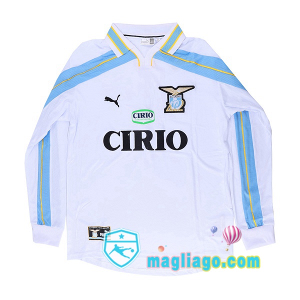 Magliago - Passione Maglie Thai Affidabili Basso Costo Online Shop | 1999-2000 SS Lazio Seconda Retro Maglia Storica Maniche Lunghe Bianco