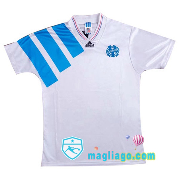 Magliago - Passione Maglie Thai Affidabili Basso Costo Online Shop | 1992-1993 Marsiglia OM Prima Retro Maglia Storica Bianco