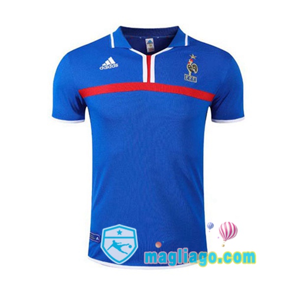 Magliago - Passione Maglie Thai Affidabili Basso Costo Online Shop | 2000 Francia Prima Retro Maglia Storica Blu