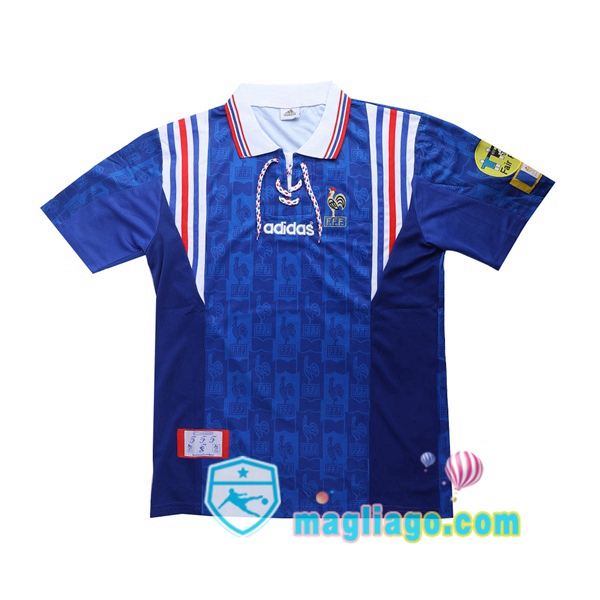 Magliago - Passione Maglie Thai Affidabili Basso Costo Online Shop | 1996 Francia Prima Retro Maglia Storica Blu