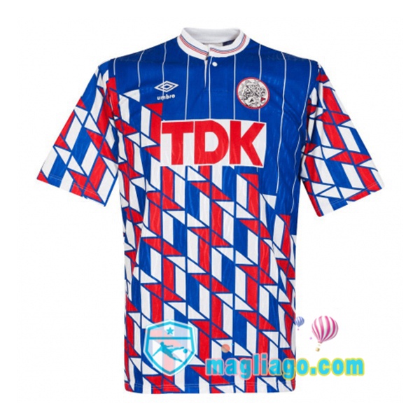 Magliago - Passione Maglie Thai Affidabili Basso Costo Online Shop | 1989-1990 AFC Ajax Seconda Retro Maglia Storica Blu Rosso