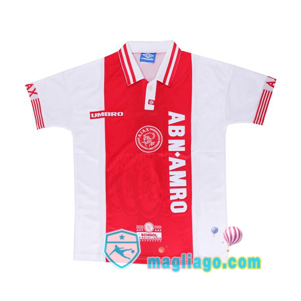 Magliago - Passione Maglie Thai Affidabili Basso Costo Online Shop | 1997-1998 AFC Ajax Prima Retro Maglia Storica Bianco Rosso