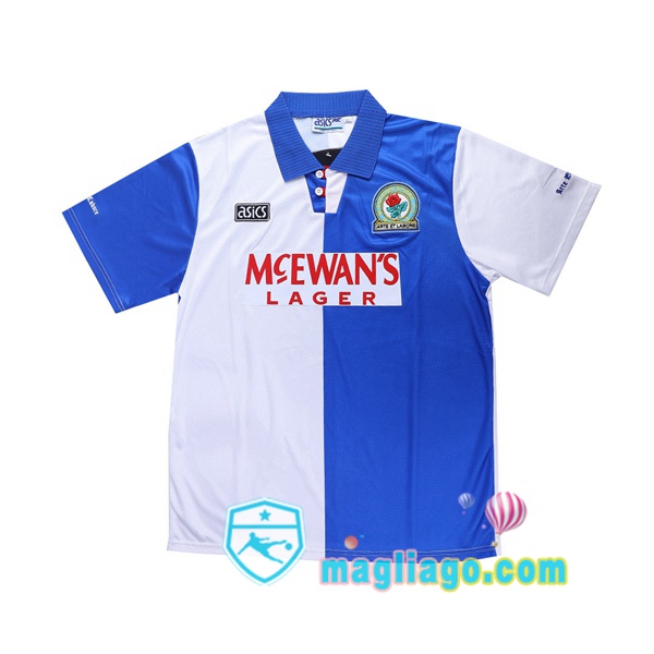 1994-1995 Blackburn Rovers Prima Retro Maglia Storica Blu Bianco