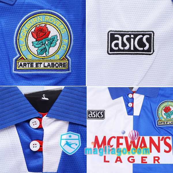 1994-1995 Blackburn Rovers Prima Retro Maglia Storica Blu Bianco