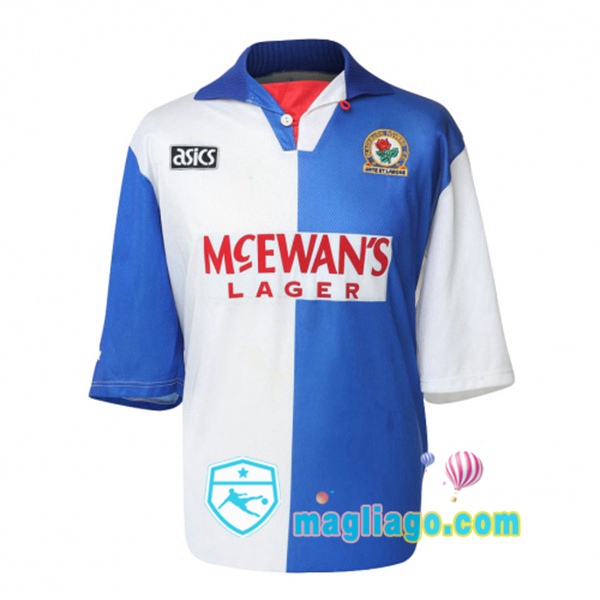 1994-1995 Blackburn Rovers Prima Retro Maglia Storica Blu Bianco
