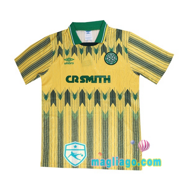 Magliago - Passione Maglie Thai Affidabili Basso Costo Online Shop | 1991-1992 Celtic FC Seconda Yellow Retro Maglia Storica Giallo