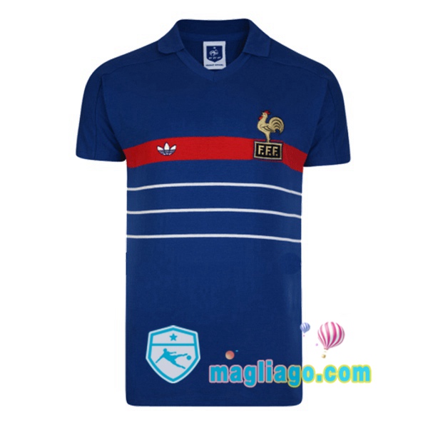 Magliago - Passione Maglie Thai Affidabili Basso Costo Online Shop | 1984 Francia Prima Retro Maglia Storica Blu