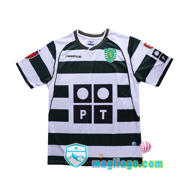 Magliago - Passione Maglie Thai Affidabili Basso Costo Online Shop | 2001-2003 Sporting CP Prima Retro Maglia Storica Verde Bianco