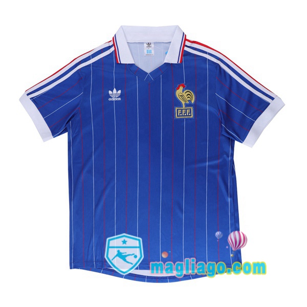 Magliago - Passione Maglie Thai Affidabili Basso Costo Online Shop | 1982 Coppa del Mondo Francia Prima Retro Maglia Storica Blu