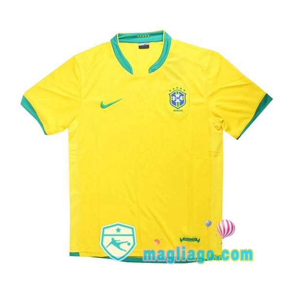 Magliago - Passione Maglie Thai Affidabili Basso Costo Online Shop | 2006 Brasile Prima Retro Maglia Storica Giallo