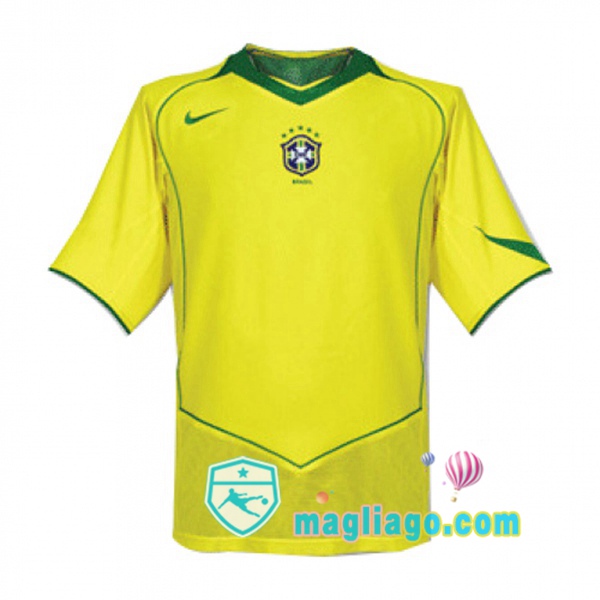 Magliago - Passione Maglie Thai Affidabili Basso Costo Online Shop | 2004 Brasile Prima Retro Maglia Storica Giallo