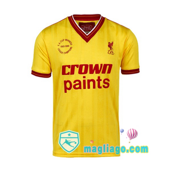 Magliago - Passione Maglie Thai Affidabili Basso Costo Online Shop | 1985-1986 FC Liverpool Seconda Retro Maglia Storica Giallo