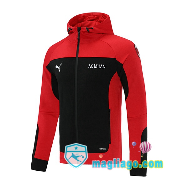 Magliago - Passione Maglie Thai Affidabili Basso Costo Online Shop | Felpa Con Cappuccio AC Milan Nero Rosso 2020/2021