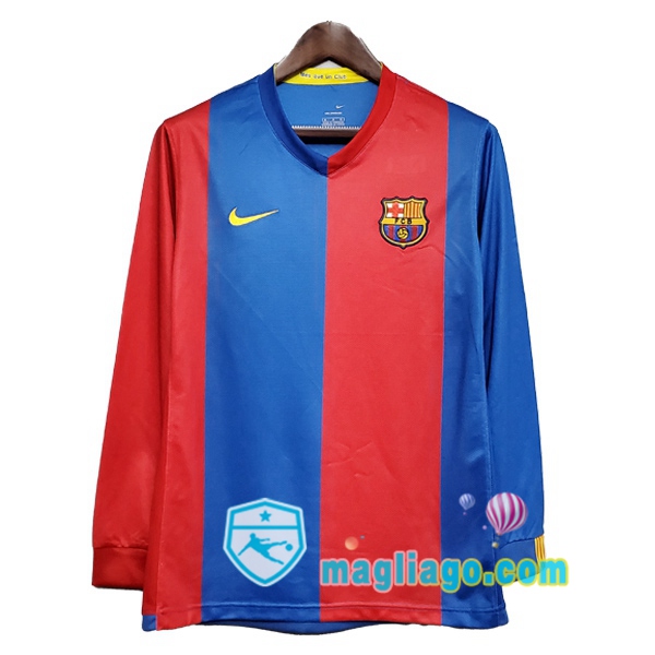 Magliago - Passione Maglie Thai Affidabili Basso Costo Online Shop | 2006-2007 FC Barcellona Prima Retro Maglia Storica Maniche Lunghe Rosso Blu