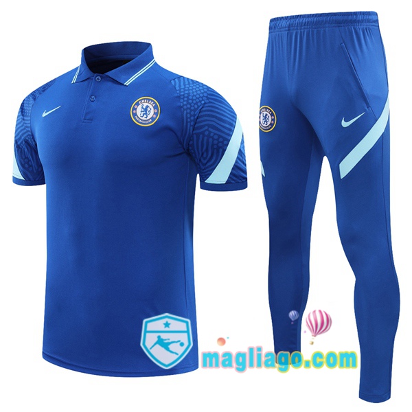 Magliago - Passione Maglie Thai Affidabili Basso Costo Online Shop | FC Chelsea Polo Maglia Uomo + Pantaloni Blu 2021/2022