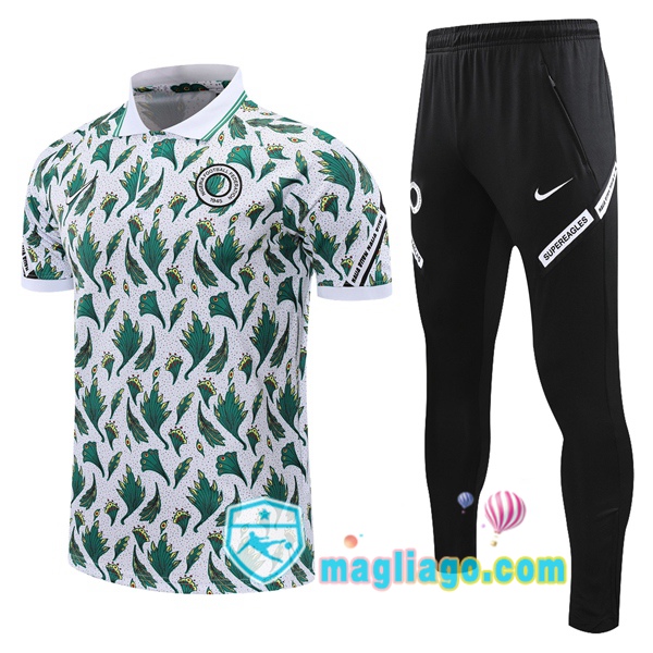 Magliago - Passione Maglie Thai Affidabili Basso Costo Online Shop | Nigeria Polo Maglia Uomo + Pantaloni Bianco Verde 2021/2022
