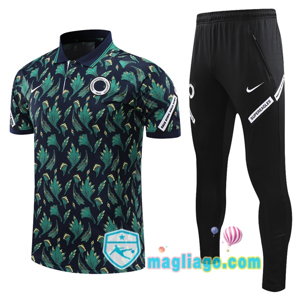 Magliago - Passione Maglie Thai Affidabili Basso Costo Online Shop | Nigeria Polo Maglia Uomo + Pantaloni Nero Verde 2021/2022