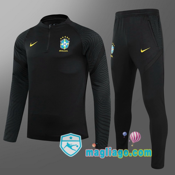 Magliago - Passione Maglie Thai Affidabili Basso Costo Online Shop | Tuta da Allenamento Brasile Bambino Nero 2021/2022